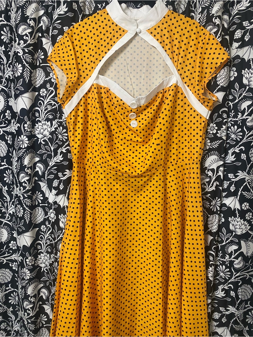Yellow Polka Dot Vintage-Style Tea Dress